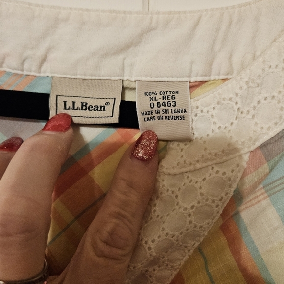 #305 LLBean- Orange or Purple V-Neck Plaid Tunic Tops- Sz. XL- - Picture 8 of 14